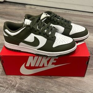 New Nike Dunk Low White and Olive Green